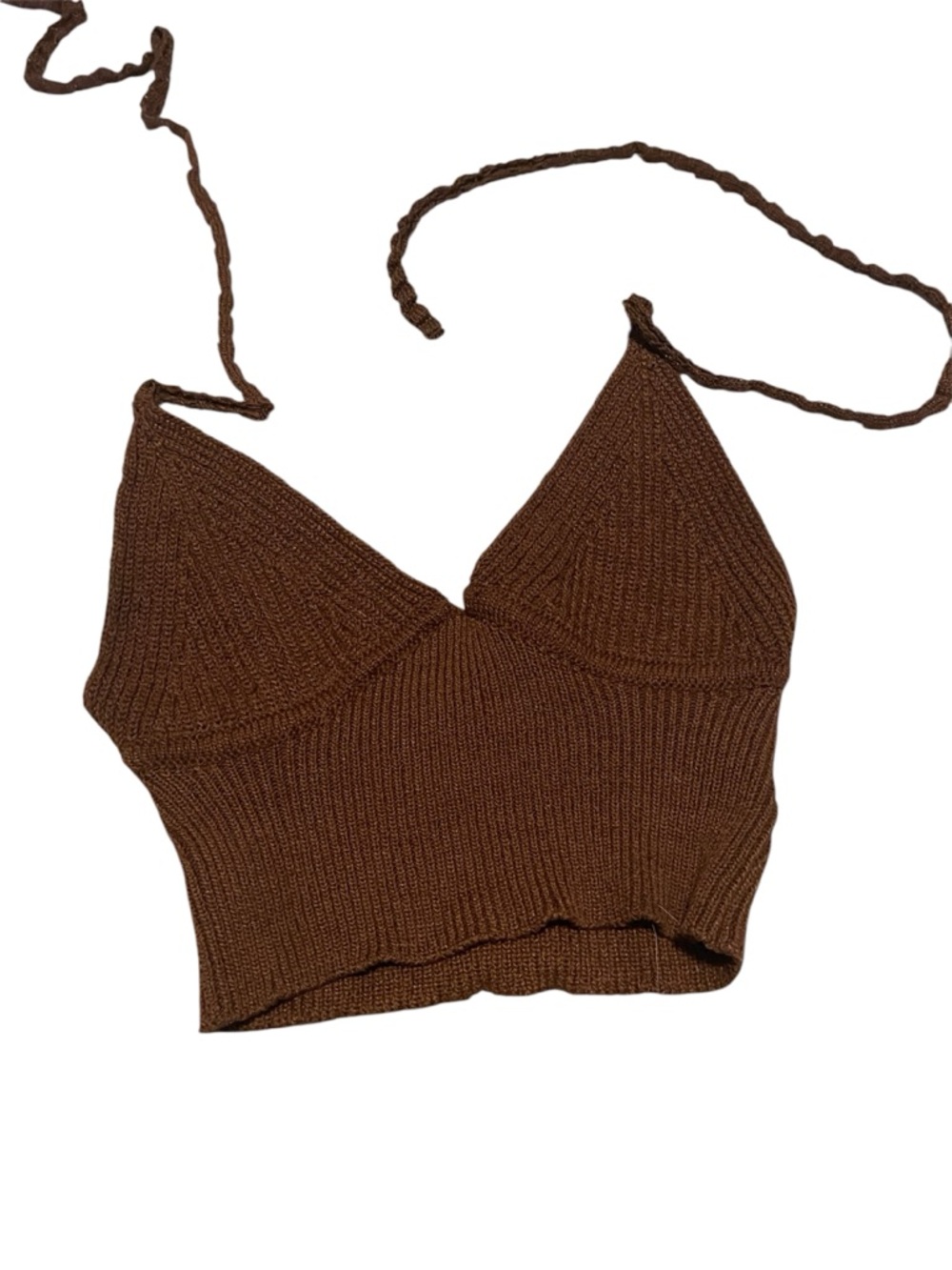 Cotton On Brown Knit Halter Crop Top